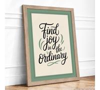 Find Joy in the Ordinary Typography Framed Wall Art Print A4 (29.7×21cm) Oak, Wall Decor for Living Room, Bedroom, Office & Home, Ready to Hang, Art Gift
