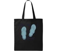 Find Me At The Beach Flip Flops Logo Natural Ecological Cotton Tote Bag Black