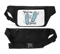 Find Me at The Beach Flip Flops Logo Unisex Waist Bag Black