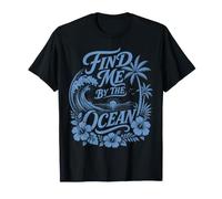 Find Me By The Ocean Vintage Tropical Wave Sunset Aloha T-Shirt