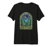 Find Me in The Forest Trees Moon Stained Glass Style Premium T-Shirt