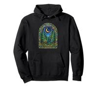 Find Me In The Forest Trees Moon Stained Glass Style Pullover Hoodie