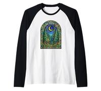 Find Me in The Forest Trees Moon Stained Glass Style Raglan Baseball Tee