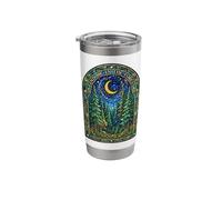 Find Me in The Forest Trees Moon Stained Glass Style Stainless Steel Insulated Tumbler
