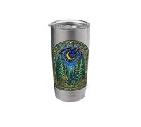 Find Me in The Forest Trees Moon Stained Glass Style Stainless Steel Insulated Tumbler