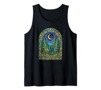 Find Me in The Forest Trees Moon Stained Glass Style Tank Top