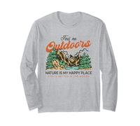 Find Me Outdoors Nature is My Happy Place (Mountain Graphic) Long Sleeve T-Shirt