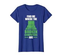 find me Where The Broken Computers are Computer T-Shirt, Women, Royal Blue, 3X-Large