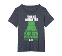 find me Where The Broken Computers are Computer T-Shirt, Women's Plus, Heather Blue, 4X