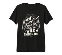 Find Me Where The Wild Things are Mountain Wolf Deer Nature Premium T-Shirt
