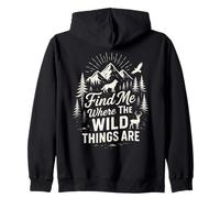 Find Me Where The Wild Things Are Mountain Wolf Deer Nature Zip Hoodie