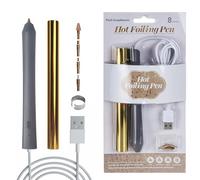 Find Scrapblooms Foil Quill Pen Kit with 4 Size Metal Tips & 1pc Gold Heat Activated Foil Rolls, Hot Foiling Pen for Card Making & Scrapbooking, USB Powered, Non-Foldable