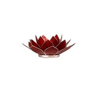 Find Something Different Lotus Chakra Tea Candle Holder Capiz Shell Red Silver Trim, Bamboo, Multi-Colour, 14 x 14 x 8 cm