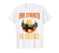 Find Strength in Silence Vintage Fishing Angler Lake Sunset Value Graphic T-Shirt, Men, White, S