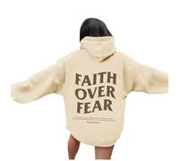 Find Sweater Graphic Hoodies Oversized Pullover Tops Casual Long Sleeve Hooded Drawstring Sweatshirt With Pockets Zip up Sweatshirts for Women (Beige, S)