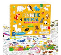 Find the Animal Sticker Book, 600+ Stickers & 24 Themes, DIY Coloring Activity Book Funny Sticker Books Educational Game- Great for Toddlers, Kids, Boys & Girls