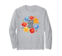 Find the Answers Within Yourself Quote Watercolour Poppies Long Sleeve T-Shirt