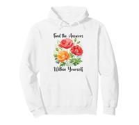 Find The Answers Within Yourself Watercolour Poppis Pullover Hoodie
