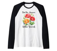Find The Answers Within Yourself Watercolour Poppis Raglan Baseball Tee