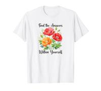 Find The Answers Within Yourself Watercolour Poppis Value Graphic T-Shirt, Men, White, XL
