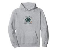 Find Trail: Wilderness Adventure Compass Logo Pullover Hoodie, Adult Unisex, Heather Grey, S