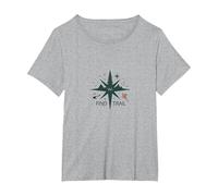 Find Trail: Wilderness Adventure Compass Logo T-Shirt, Women's Plus, Heather Grey, 3X