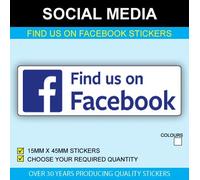 Find us on Facebook Stickers - 15 x 45mm - 200