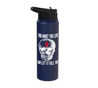 Find What You Love and Let It Kill You Goth Grinning Skull Stainless Steel Insulated Water Bottle