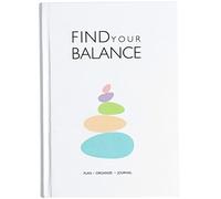 Find Your Balance Undated Planner Journal | Gratitude Journal with Habit Tracker & Mood Tracker | Includes Journaling Stickers | Undated | 4 Months - 300 Pages | (Stone White)