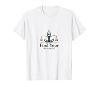 Find Your Balance: Yoga and Justice Harmony Logo T-Shirt, Men, White, M