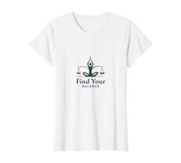 Find Your Balance: Yoga and Justice Harmony Logo T-Shirt, Women, White, M
