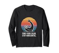 Find Your Calm Stay Horizontal Sloth Long Sleeve T-Shirt