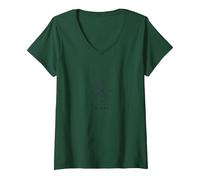 Find Your Center Compass Design Inspirational V-Neck T-Shirt, Women, Forest Green, L
