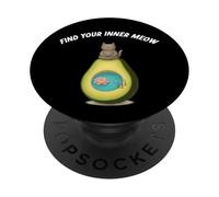 Find Your Inner Meow Cat Yoga Avocado Meditation Calm Souls PopSockets Adhesive PopGrip