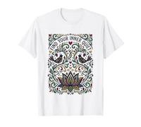Find Your Inner Quiet Scandinavian Folk Art Birds Mandala T-Shirt