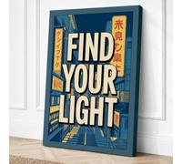 Find Your Light Modern Canvas Wall Art Print 24x16 Inch | Teal