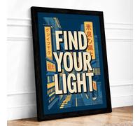 Find Your Light Modern Framed Wall Art Print A4 (29.7×21cm) Black, Wall Decor for Living Room, Bedroom, Office & Home, Ready to Hang, Art Gift