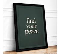 Find Your Peace Minimalist Framed Wall Art Print A4 (29.7×21cm) Black, Wall Decor for Living Room, Bedroom, Office & Home, Ready to Hang, Art Gift