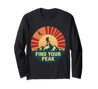 Find Your Peak Vintage Hiking Mountain Sunset GRAP Long Sleeve T-Shirt