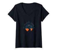 Find Your Road Inspirational Travel Adventure V-Neck T-Shirt, Women, Black, M