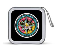 Find Your True North Compass Portable CD Case Holder 48 Capacity Travel DVD Storage Boxs Wallet Bag