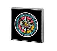 Find Your True North Compass Square Brooch Metal Pin Badges Fashion Lapel Pins Jewellery Unisex