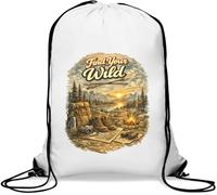 Find Your Wild Adventure Spirit Gym Sack Casual Drawstring Bag White