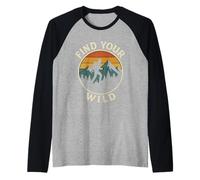 Find Your Wild Retro Hiking Adventure Raglan Baseball Tee