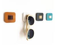 FINDAMAZE Sunglasses Organizer Wood Sunglasses Storage Wall Mounted Eyeglasses Holder Eyewear Display Home Decor (4pcs-short-grey/white/blue/wood col