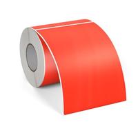 FINDAT 250 PCS Red Shipping Thermal Labels 150 x 100 mm Rectangular Vinyl Stickers Waterproof Multi-Purpose Self-Adhesive Address Label for Warehouse Barcode Business