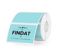FINDAT 500 PCS Blue Rectangular Thermal Labels 76 x 50 mm Vinyl