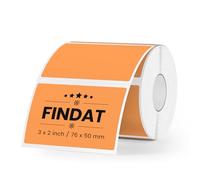 FINDAT 500 PCS Orange Rectangular Thermal Labels 76 x 50 mm Vinyl