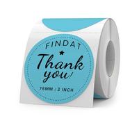 FINDAT Blue Round Thermal Labels 76 mm Circle Stickers Direct Waterproof Multi-Purpose vinyl Self-Adhesive Removable Name Tags for Office Business Barcode DIY Logo 500 PCS