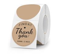FINDAT Brown Round Thermal Labels 50 mm Circle Stickers Vinyl Direct Waterproof Multi-Purpose Self-Adhesive Removable Name Tags for QR Code Barcode DIY Logo 500 PCS